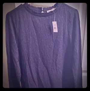 NWT Loft black jacquard lace top